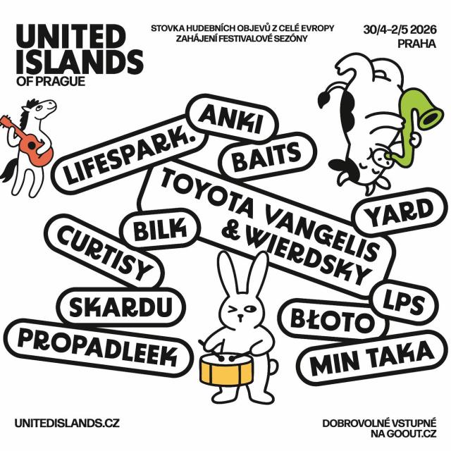 United Islands přiveze na Štvanici stovku hudebních objevů. Mezi zahraniční headlinery patří Bilk, Yark, Min Taka, české hvězdy zastoupí Toyota Vangelis, Anki a WYFE